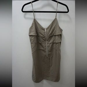 The Kooples Women Dress Mini Strap Ruffle Zipper Gray Medium / 38